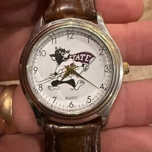 Vintage Nelsonic KSU Kansas State Wildcats Wrist Watch untested Leather Band